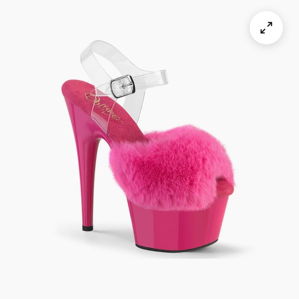 Pleaser Hot Pink Platform Heels with Faux Fur